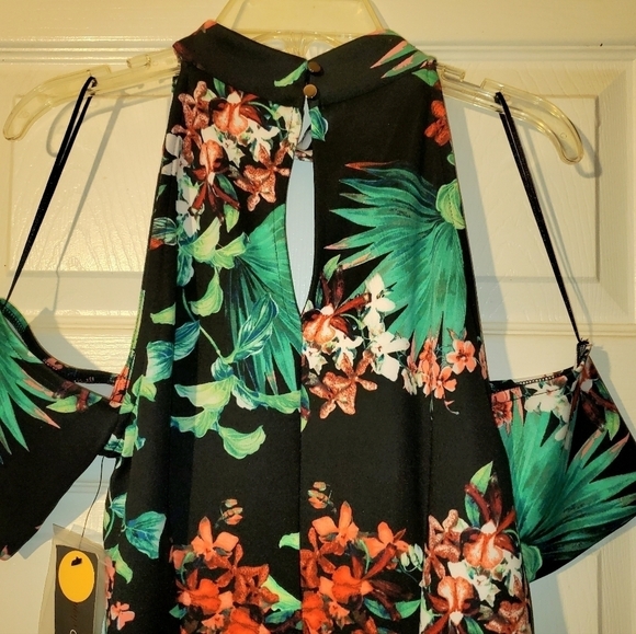 New -Bold Elements Black/Green/Red Multi-colored Floral Dress - Picture 6 of 6